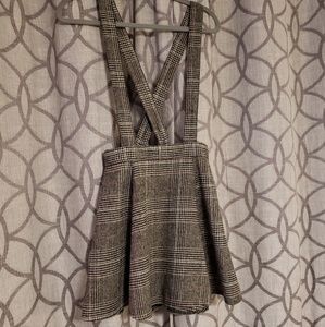 Plaid skirt with built in suspenders